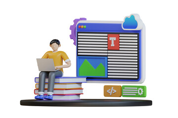 Write Content On Seo 3d Illustration