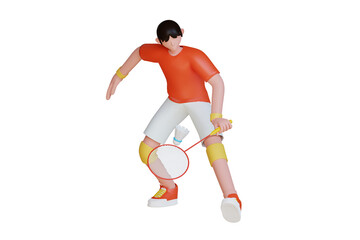 Fototapeta na wymiar Badminton Player 3d Illustration