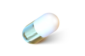 Realistic white and gold cylindrical abstract shape in 3D style