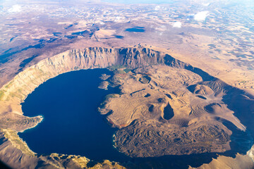 Nemrut Lake is the second largest crater lake in the world and the largest in Turkey. - obrazy, fototapety, plakaty