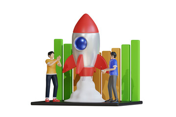 Business Project Launch 3d Illustration