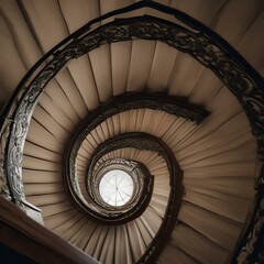 Fototapeta premium A pattern of footsteps leading up a spiral staircase in an old lighthouse3