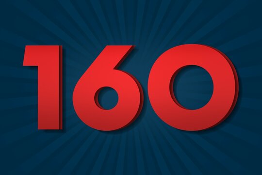 160 one hundred and sixty Number count template poster design. award 3d