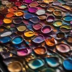 A close-up of an artists palette filled with a vibrant array of colors1
