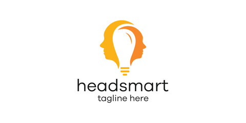 logo design element of a human head combined with a light bulb - Powered by Adobe