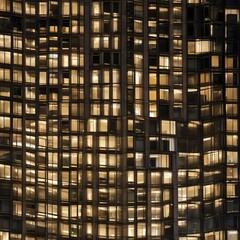 A pattern of illuminated windows in a skyscraper at night2