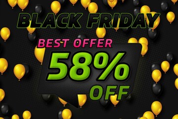 58 fifty-eight Percent off sale discount shopping banner. price