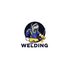 welding logo helmet illustration vector