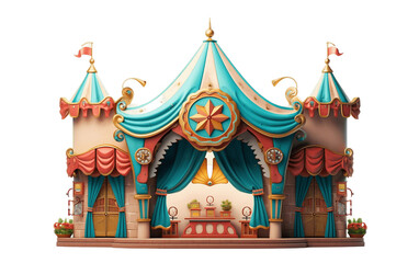 Fantasy Puppet Toy Theater. Isolated on a Transparent Background. Generative Ai