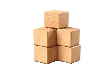 Realistic Toy Wooden Blocks for Young Builders. Isolated on a Transparent Background. Generative Ai