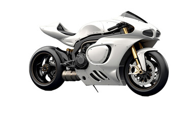 Powerful White Racing Bike Isolated on a Transparent Background. Generative Ai