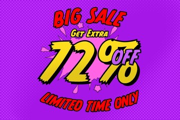 72 seventy-two Percent off sale discount shopping banner. shop design