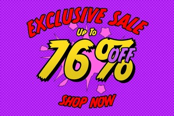 76 seventy-six Percent off sale discount shopping banner. shop offer