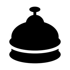 A large reception bell symbol in the center. Isolated black symbol