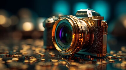 Fototapeta na wymiar Reliving Artistry: Capturing Memories with Timeless Camera Equipment and Vintage Lenses, generative AI