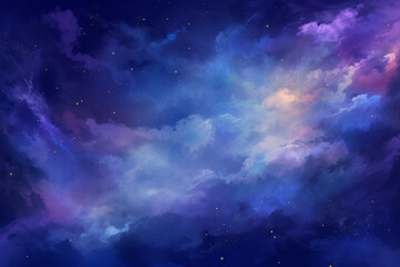 Naklejka na ściany i meble blue sky with clouds and stars