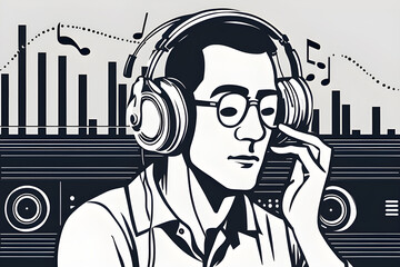 A man who listens to music. Generative AI