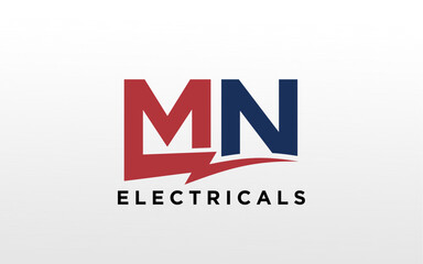 MN Initial logo concept with electric template vector