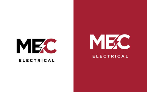 Letter MEC lightning logo icon design template
