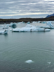 frozen lake with icebergs
