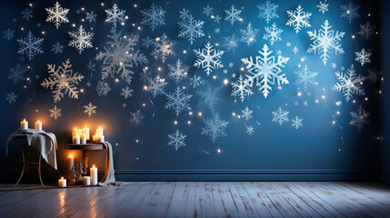 Glittering snowflake wall decals - obrazy, fototapety, plakaty