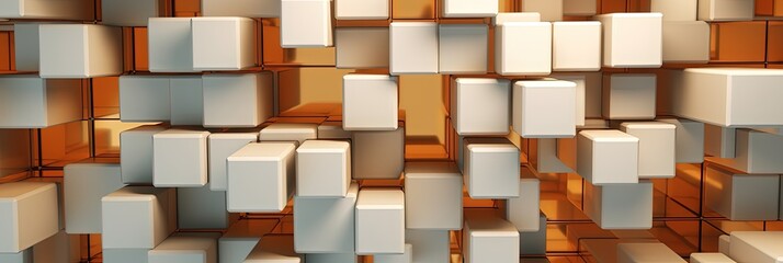 3d white and gold squares pattern background