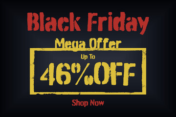Obraz premium 46 forty-six Percent sale frame vector grunge. red banner