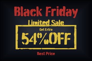 54 fifty-four Percent sale frame vector grunge. red retro