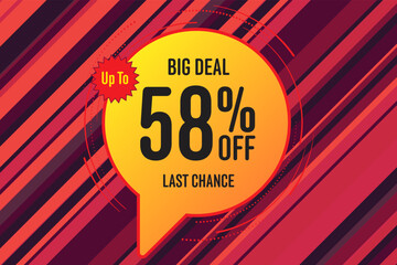58 fifty-eight Percent off sale shopping banner. icon office
