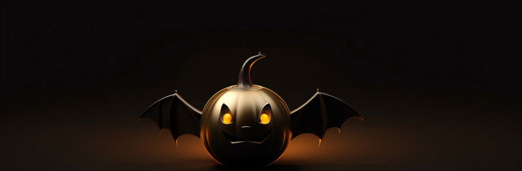 background fear horror pumpkin blue celebration halloween bat night table mystery. Generative AI.