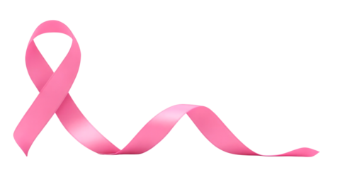 Pink ribbon breast cancer isolated on transparent background. Copy space. AI Generative
