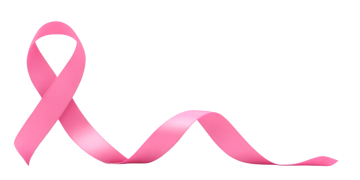 Pink ribbon breast cancer isolated on transparent background. Copy space. AI Generative