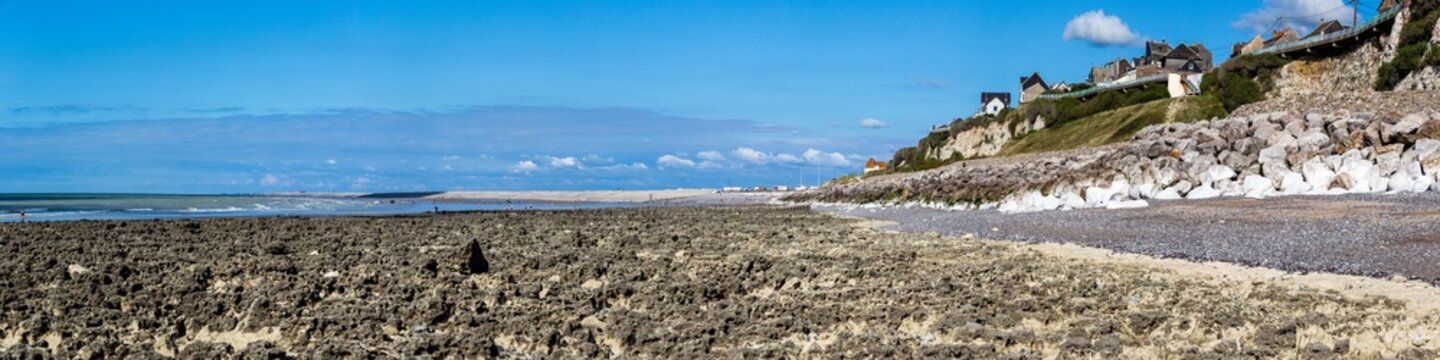 Start of the cliff coast in Ault, Normandy, France