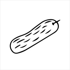 Zucchini, cucumber. Vector black and white hand-drawn illustration. Silhouette, icon, logo, sketch, template, doodles.