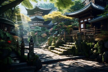 日本の京都風の町並み（京都・奈良・寺院・神社） - obrazy, fototapety, plakaty