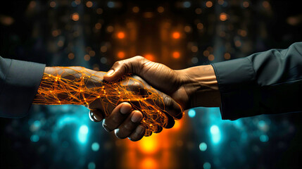 High-speed handshakes in a meeting room - obrazy, fototapety, plakaty