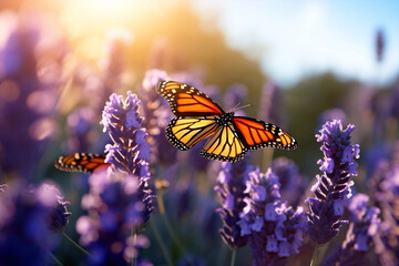 Nature violet flower lavender purple plant summer field butterfly beauty