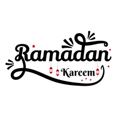 Lettering ramadan kareem islamic arabic typography text for marhaban ya ramadhan sticker with lantern mosque transparent background