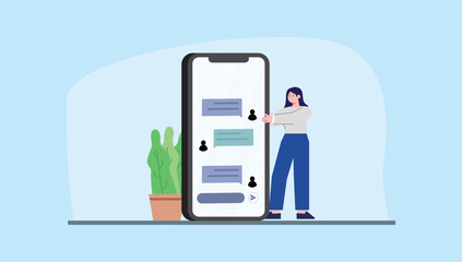 concept illustation chat wirh client on smartphone message app
