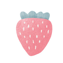 Cute strawberry-themed doodles beautifully drawn in pastel watercolor style. These charming illustrations are ideal for stationery, Scrapbooking, Sticker and clipart with transparent background