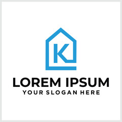 House icon template with K letter, home creative vector logo design, architecture,building and construction, illustration element