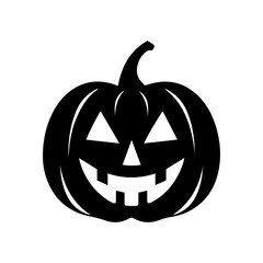  Funny Halloween pumpkin silhouette . Vector illustration isolated on a white background 