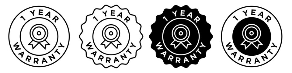 1 year warranty icon. Product protection of one year period symbol. Consumer repair service assurance certificate vector.  