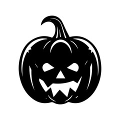  Funny Halloween pumpkin silhouette . Vector illustration isolated on a white background 