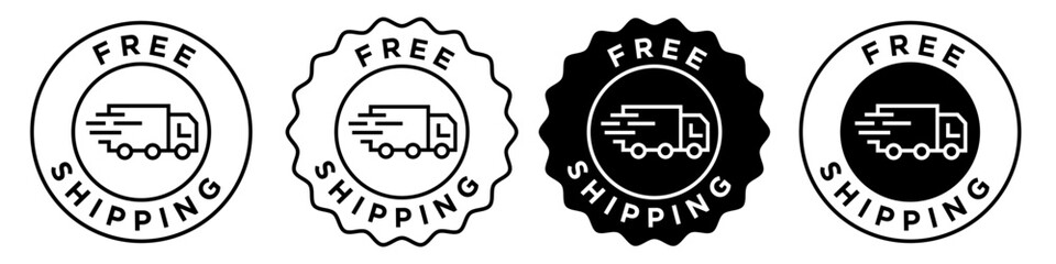 Free shipping icon. Product courier business service symbol. Fast cargo delivery truck vector. Express logistic package shipment van sign. © Krupal