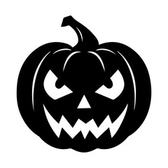  Funny Halloween pumpkin silhouette . Vector illustration isolated on a white background 