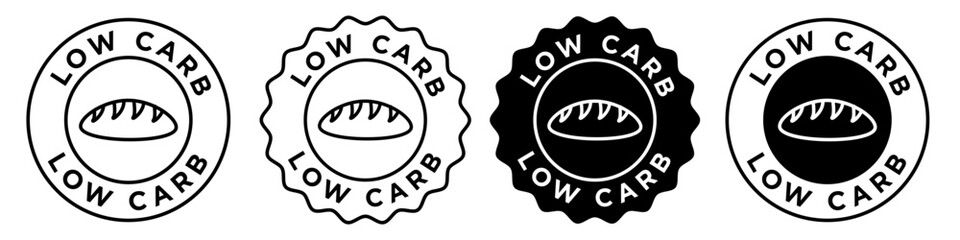 Low carb icon. No carbohydrates organic healthy food product symbol. Keto or paleo vegetarian diet vector.