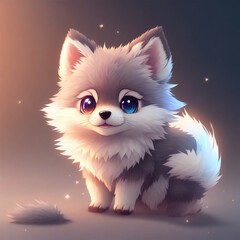 Obraz premium cute tiny Anime wolf