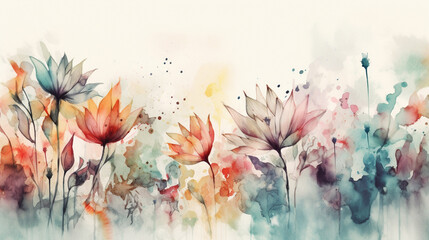 Watercolor painting of dahlia flowers. Hand drawn illustration. generative ai