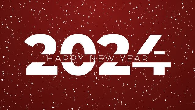 Happy New Year 2024 Animated Title With Melt Effect on Flying Snowflakes Background